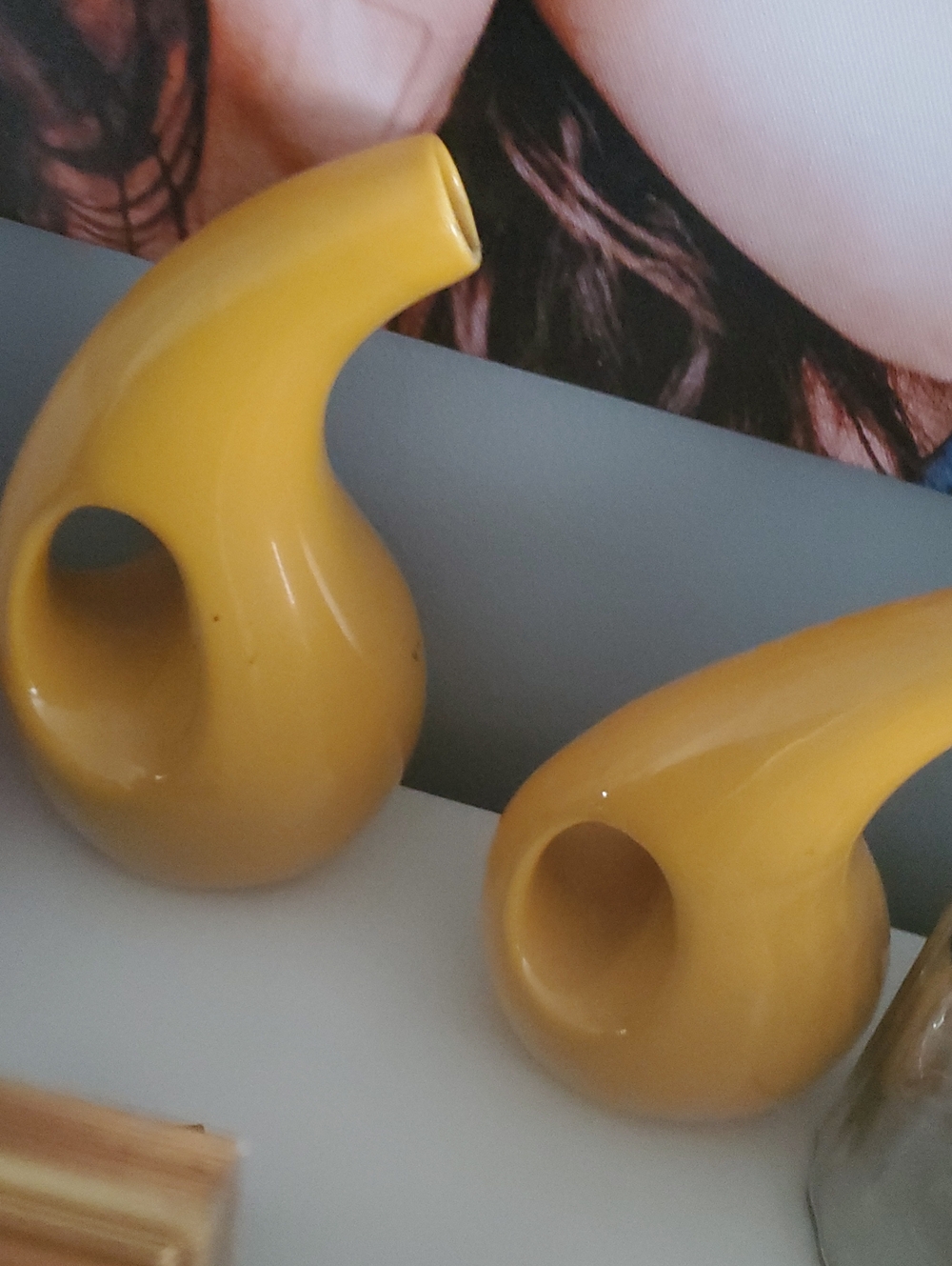 Yellow Ceramic Decorative Vases - Modern Curved Home Accent